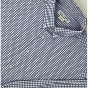 Mizzen+Main Leeward Trim Fit Blue Pink Gingham Check Performance Shirt Mens XL